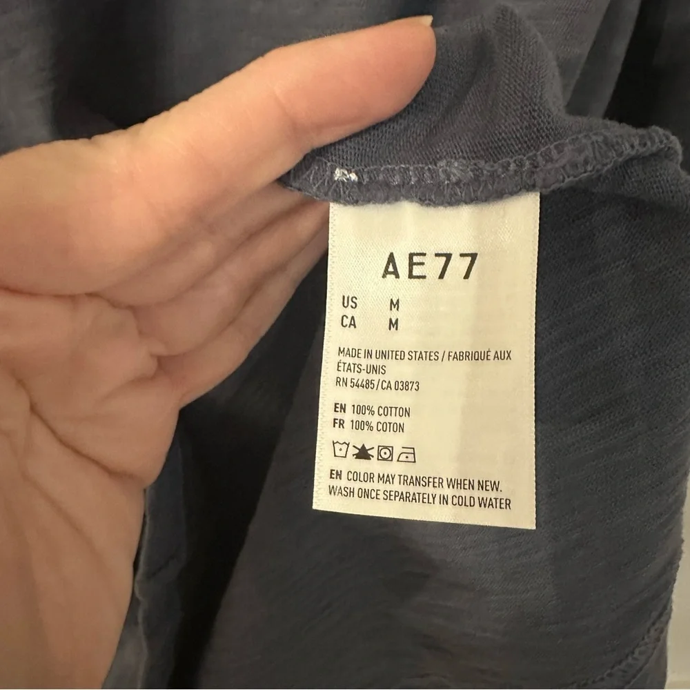 Ae77 Men’s Long Sleeve Navy Cotton Crewneck Sweater Sz M NWT
